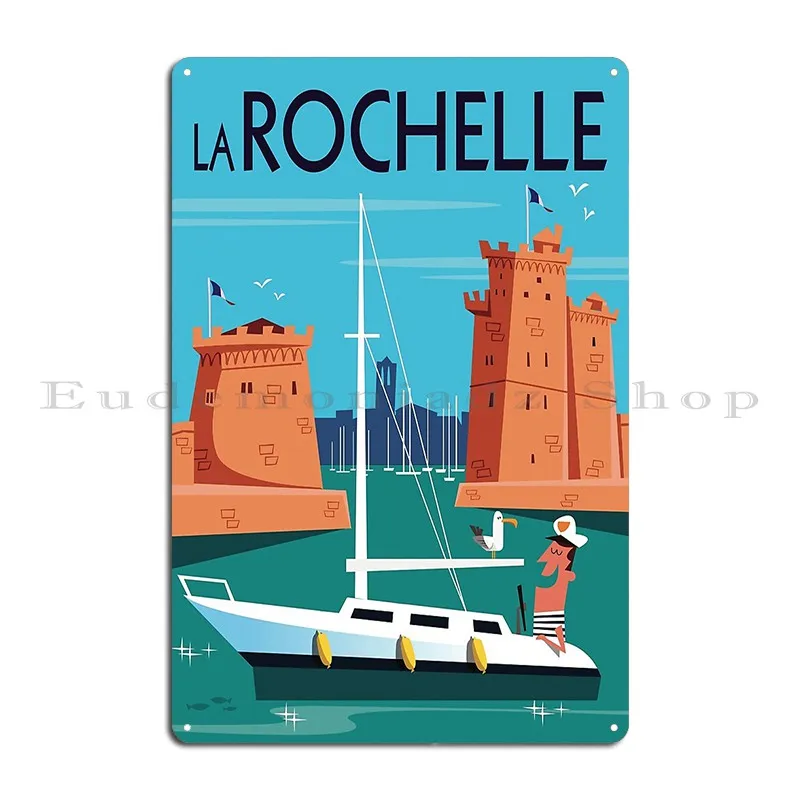 La Rochelle Poster Metal Sign Vintage Pub Mural Club Wall Decor Print Tin Sign Poster