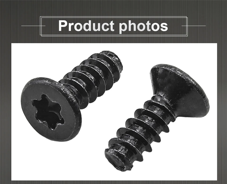 JUIDINTO 10-30 Stück Torx Flachkopf-Blechschrauben, schwarzer Edelstahl, Sternschrauben, CSK Mini-Schrauben M2 M2.3 M2.6 M3 M4 – Detail 7