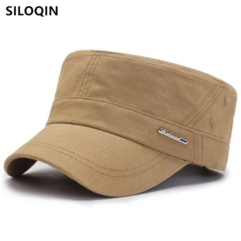 

Snapback Cap Men's Flat Cap Cotton Military Hats Adjustable Size Simple Sports Cap gorras 2022 New Autumn Bone Navy Caps For Men