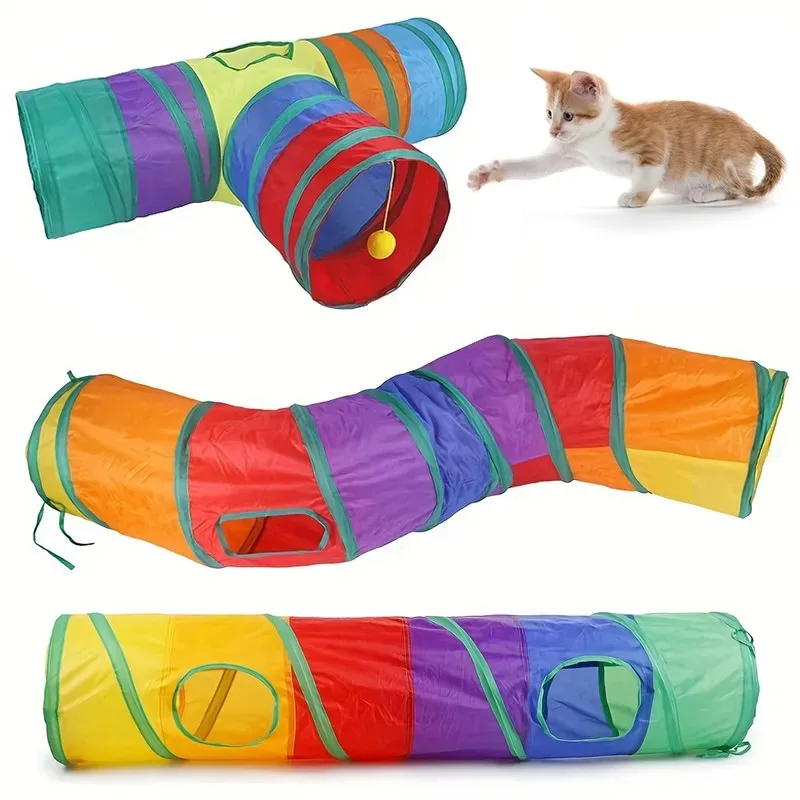 Katzentunnel, faltbarer Tunnel, Heimtierbedarf, Katze, S, Y-Pass, Spieltunnel, Spielzeug, atmungsaktives Bohrerfass für laute Papier-Haustierprodukte im Innenbereich