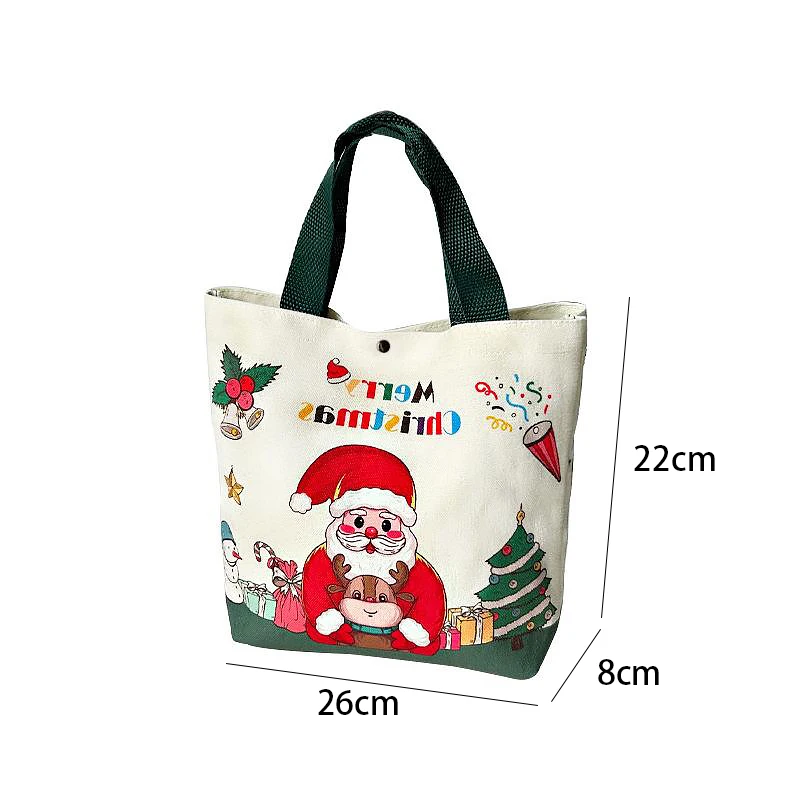 Bolsa de regalo de Navidad dibujos animados Santa Claus alce árbol de Navidad bolsa de lona de mano decoración de Feliz Navidad