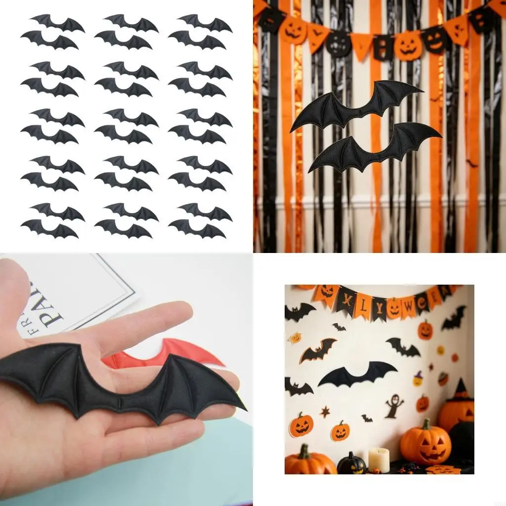 30Pcs Soft Fabric Bat Wing Halloween Accessory Easy Assembly For Handmade Headband Sewing Embellishment 87HA