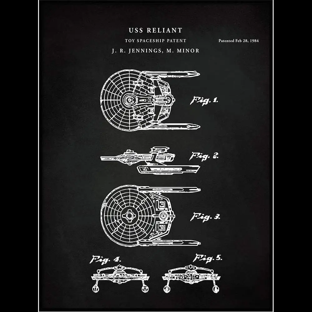 Star Trek USS Reliant Patent Print Poster  Vintage SciFi Wall Decor Art Unique Trekkie Gift QP