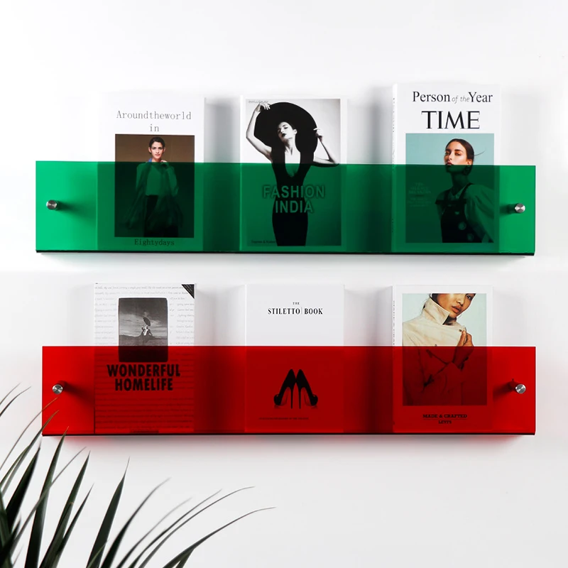 

Color Acrylic Magazine Holder Brochure Holder,30/40/50cm Record Stand Literature Rack,Hanging Bookshelf Pamphlet Storage Stand