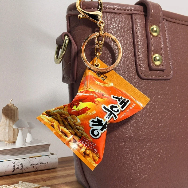 Hot Sale Simulation Korean Snack Keychain Mobile Phone Mini Snack Pendant Car Keyring Backpack Charm Decoration Jewelry Gift