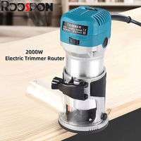 220V 2000W Electric Trimmer Router6.35mm & 8mm Milling Engraving Slotting Trimming Machine Hand Carving Router Woodworking Tools