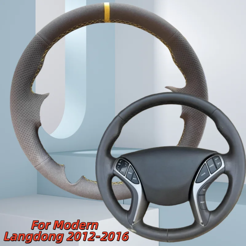 

Hand-Sewn Genuine Leather Car Steering Wheel Cover For Modern Langdong 2012-2016 Car Interior Accessories