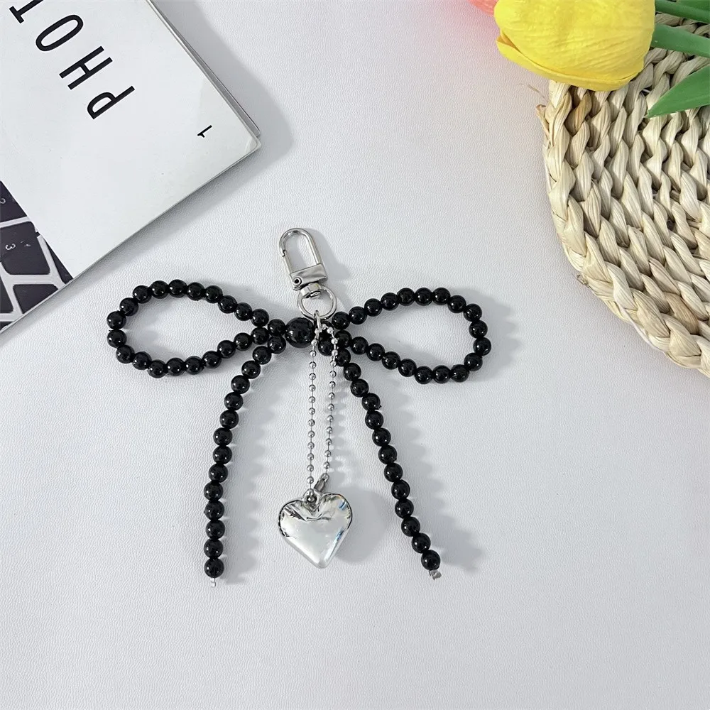 Trend Beauty Pearl Bow Strap Love Pendant Sweet And Versatile Keychain Backpack Pendant For Women