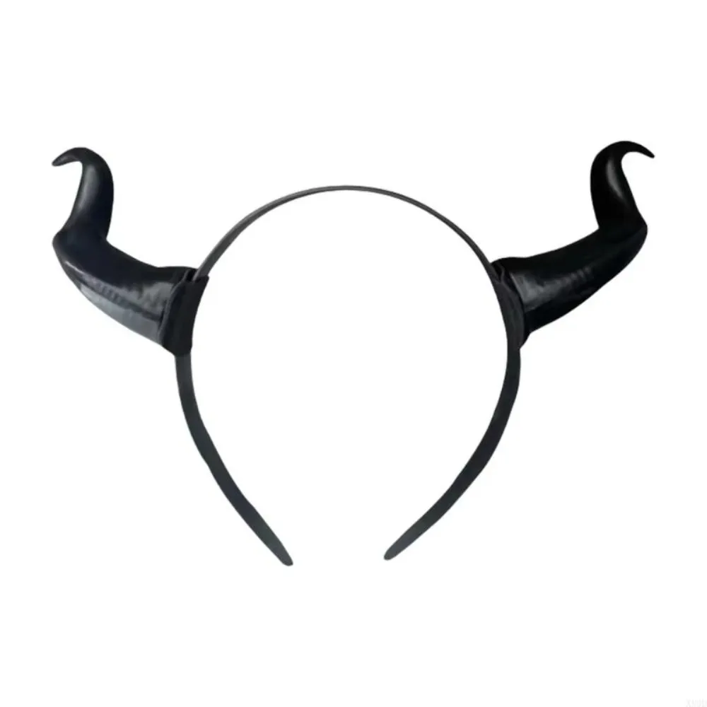 Gothic Style Black Queen Devil Horn Headpiece Adjustable Plastic Red Demon Horn Headband Detachable Halloween Headdress