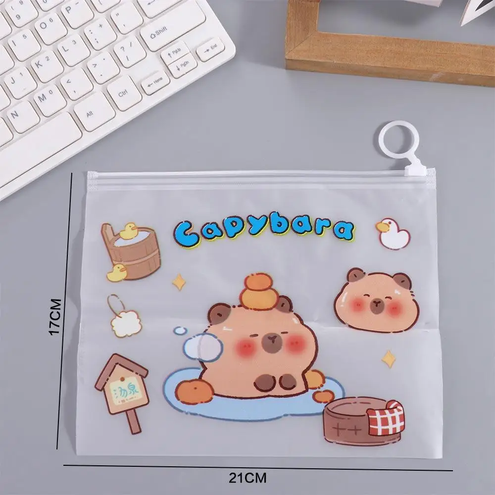 Bolsa de arquivo transparente de capivara, grande capacidade, à prova d'água, com zíper, armazenamento de papel de teste, leve e portátil, organizador de arquivo