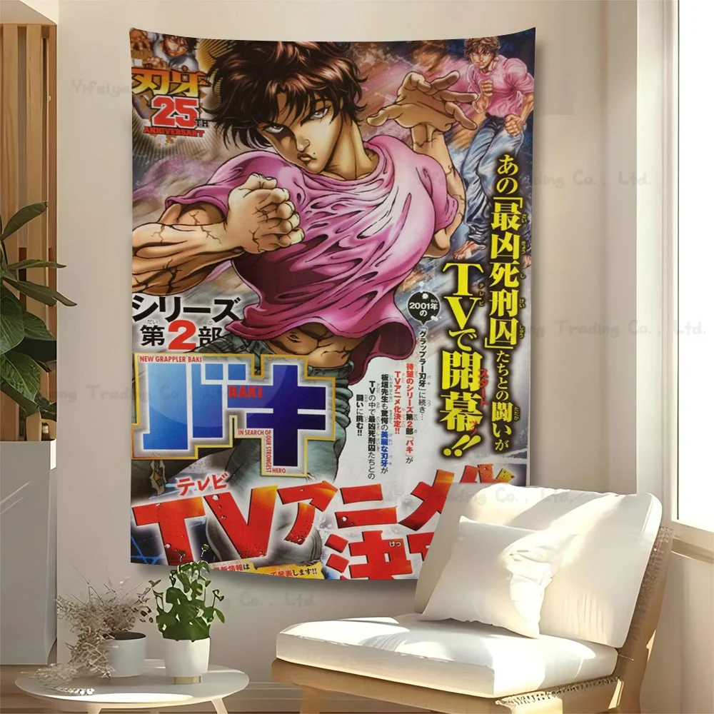 Japanese Anime Baki Hanma Comics Anime Tapestry Indian Buddha Wall Decoration Witchcraft Bohemian Hippie Wall Hanging Sheets