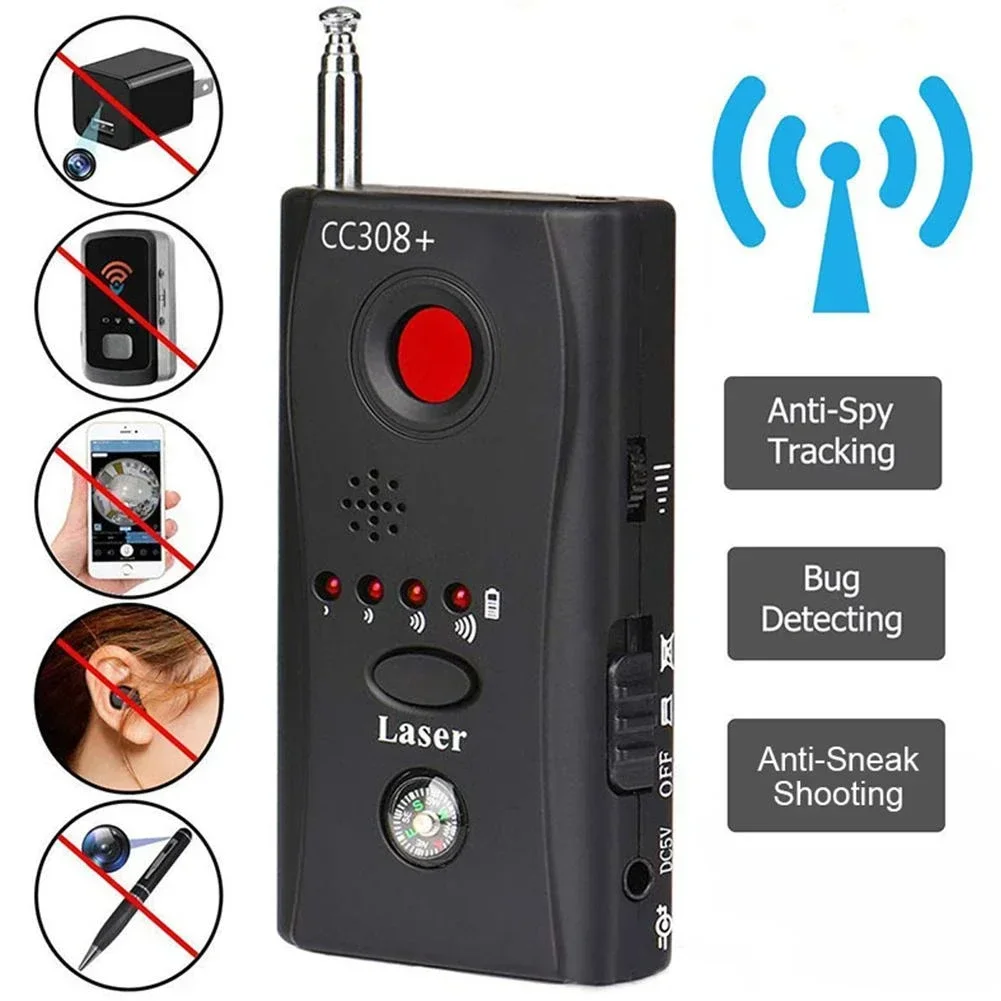 CC308 Portable Hidden Camera Detector Anti Spy Candid Bug Finder Mini Wireless Signal Gadgets GSM GPS Radio Scanner RF Tracker