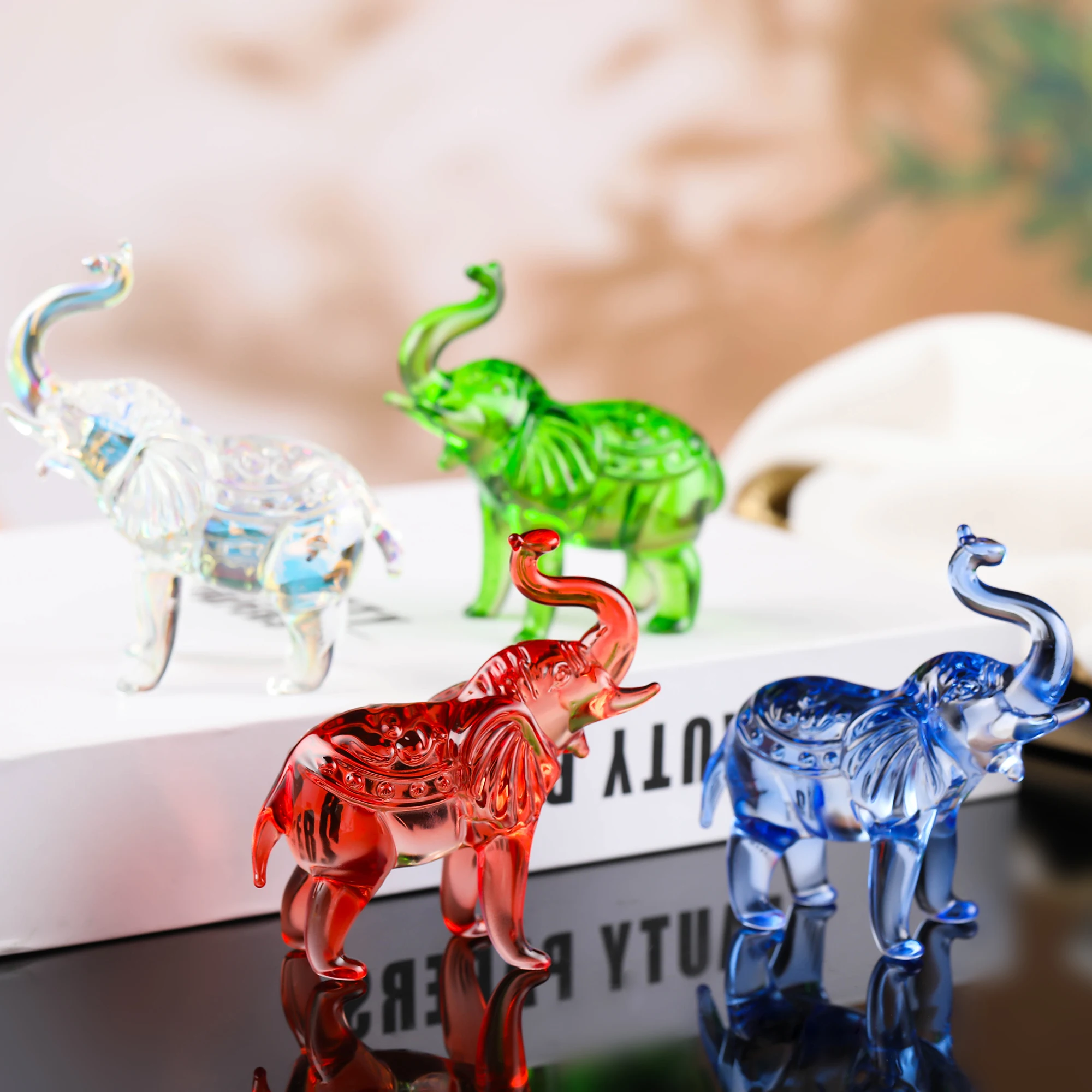 Crystal Elephant Ornaments Crystal Animal Elephant Figurines Home Decoration Sculptures Delicate Statue Desktop Holiday Gifts