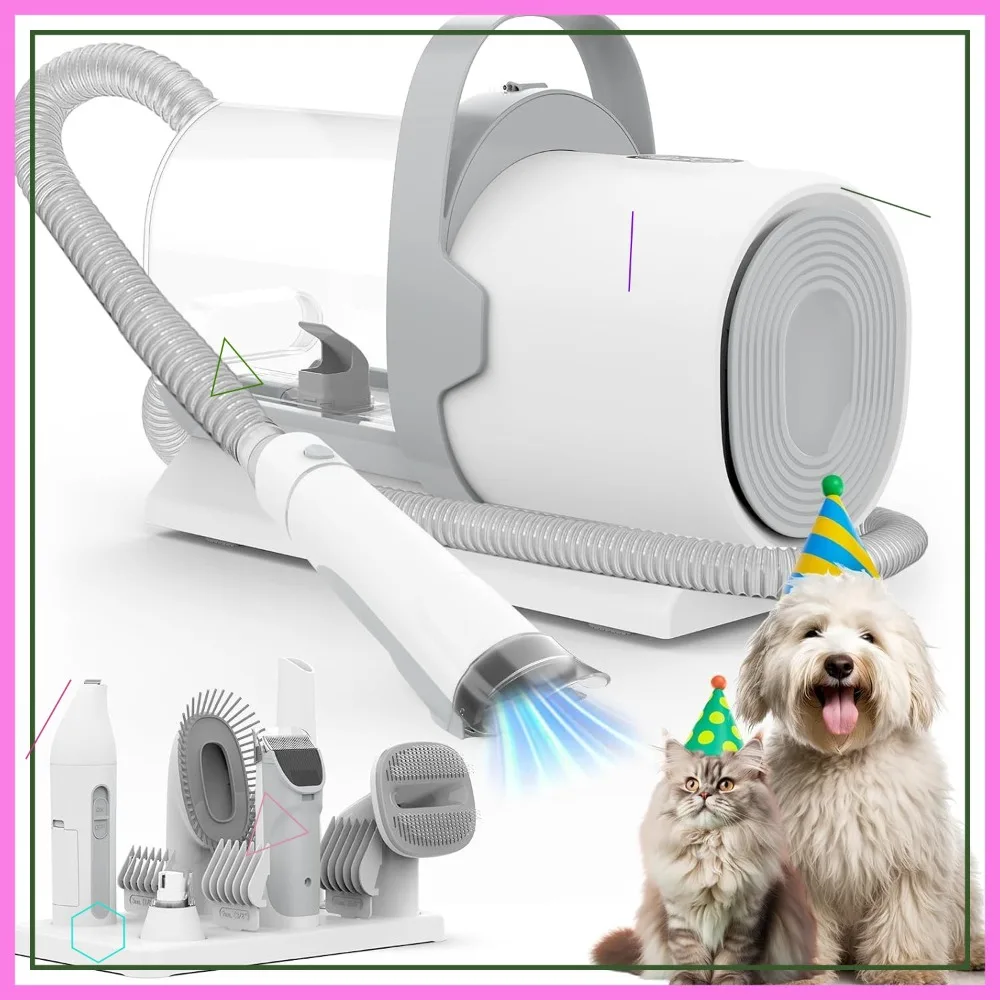 Pet Grooming Vacuum Kit 11000Pa, 7 Tools, 2.5L Dust Cup for Shedding & Home Cleaning