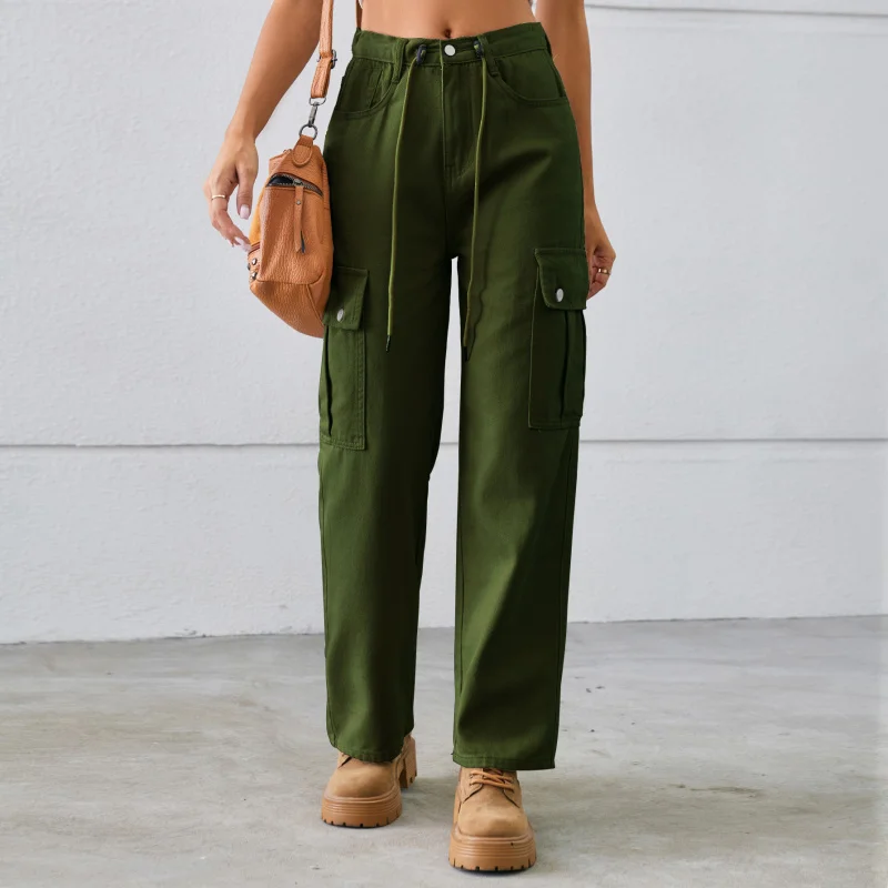 Women's Casual Washable Denim Work Pants 2026 Long Drawstring Adjustable Fit New Style