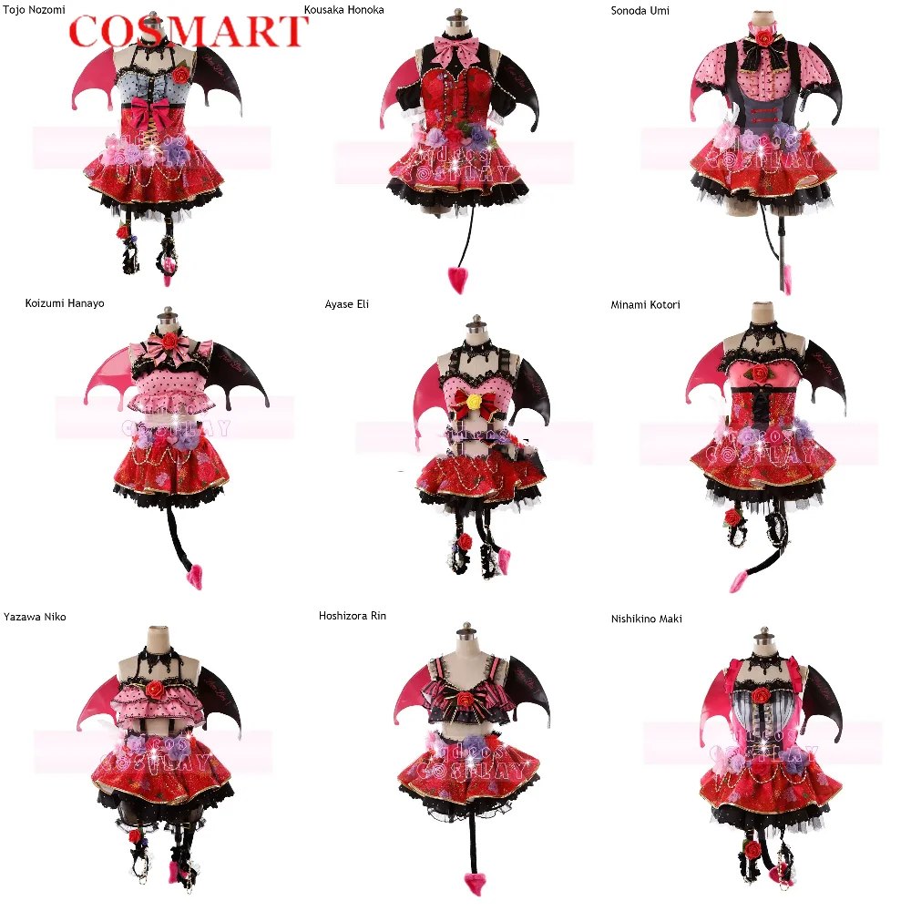 COSMART Anime Lovelive! Honoka Hanayo Maki Niko All Members Little Devil Lovely Uniform Cosplay Costume Party Outfit Women