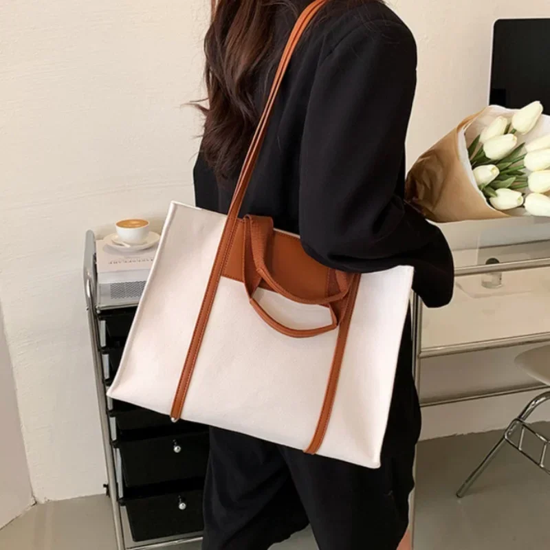 Leather Tote Bags Women Large Capacity Underarm Korean Fashion Elegant Famous Lady Commuter Students Handbags Outdoor Bolsos