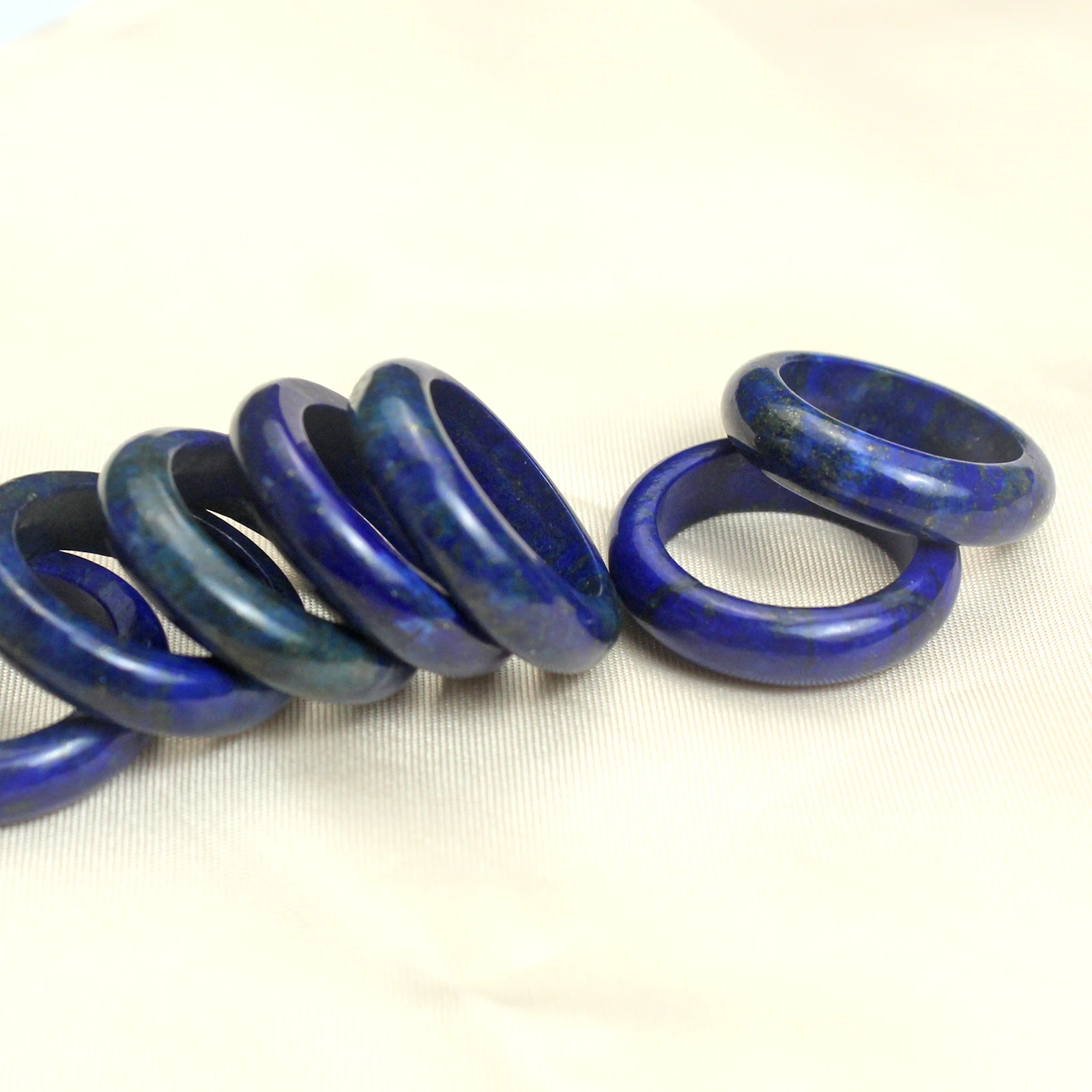 Natural Stone Lapis Lazuli Rings for Women And Mens- 6mm Wide Solid Jewelry Blue Gem Stylish Unisex Couple Ring Wedding Band
