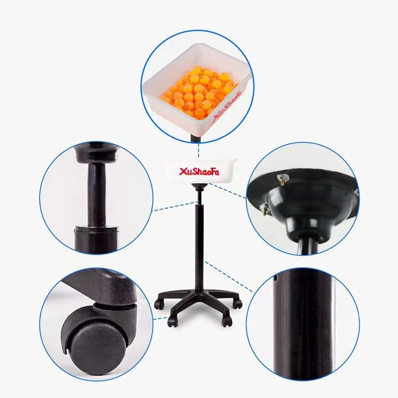 Pneumatic table tennis multi basin, movable multi rack, cart basket, ball collector