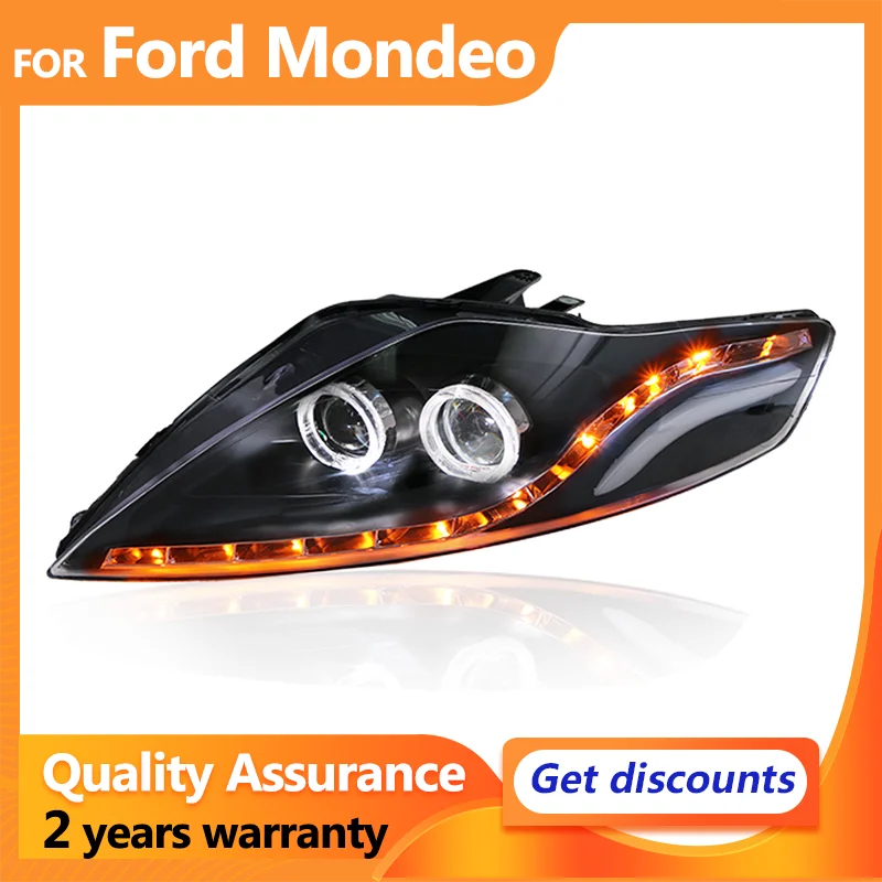 For Ford Mondeo 2007-2012 LED Headlights For Ford Fusion Head Lamp LED DRL H7 D2H Angel Eye Bi Xenon Beam Dynamic turn signal