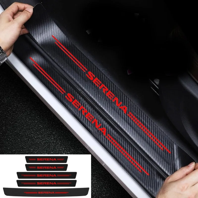 Carbon Fibre Car Door Threshold Sill Trunk Protector Stickers for Nissan Serena Emblem Qashqai J10 Elgrand Leaf Juke Nismo Note