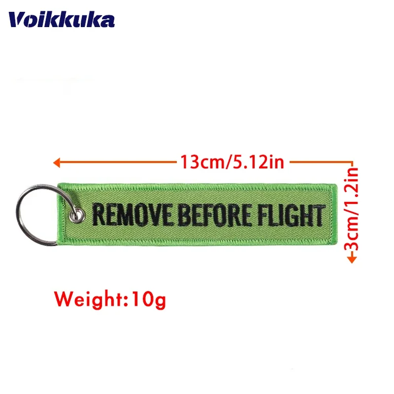 1PC 2PCS 3PCS Set Sale Remove Before Flight Both Sides Embroidery Green Cloth Tag Keychain Motorcycle Key Accessories