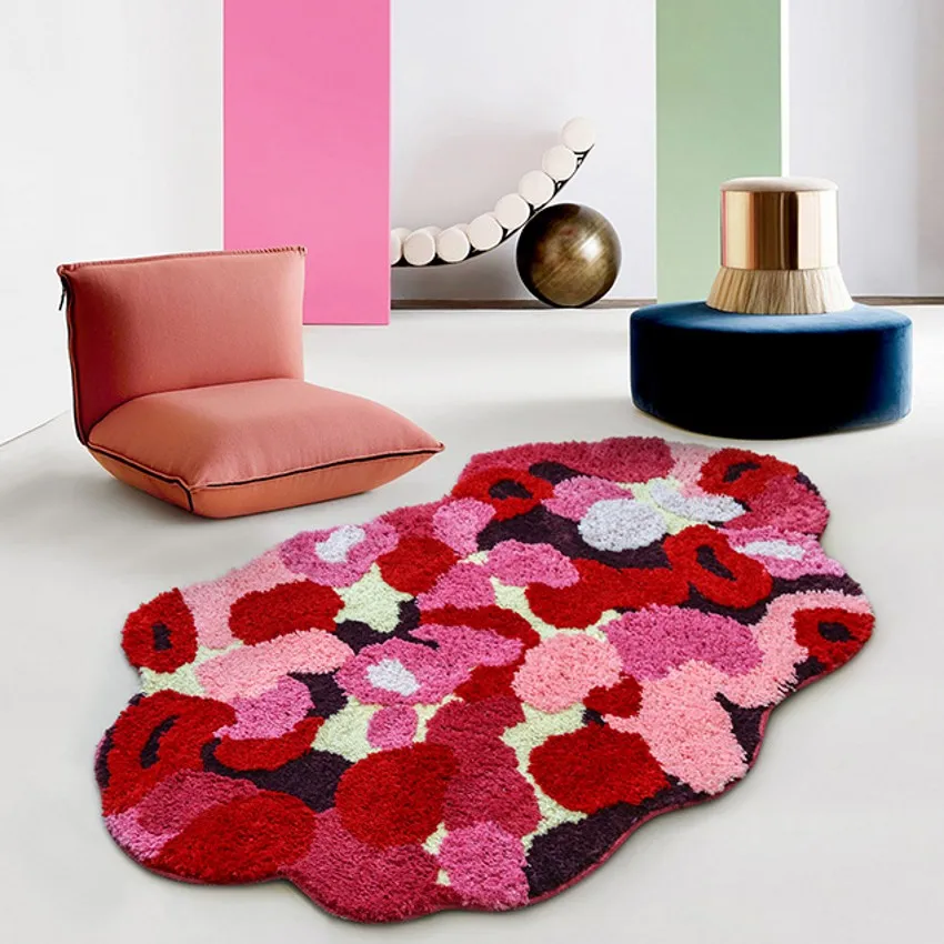 Handmade Pink Color 3D Pattern Living Room Tufting Area Rug Nordic Big Size Bedside Carpet Decoration Wedding Floor Mat