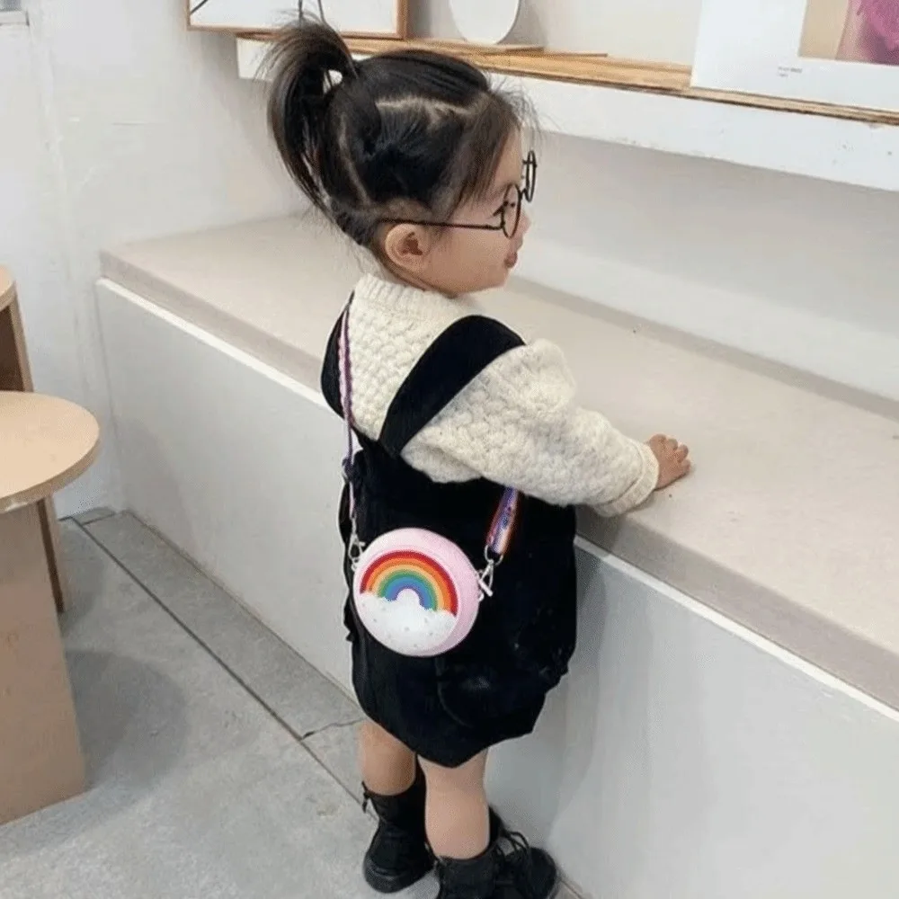 Mini Size Donut Crossbody Bag Adjustable Strap Zipper Closure Silicone Messenger Bag Rainbow Design Silicone Material