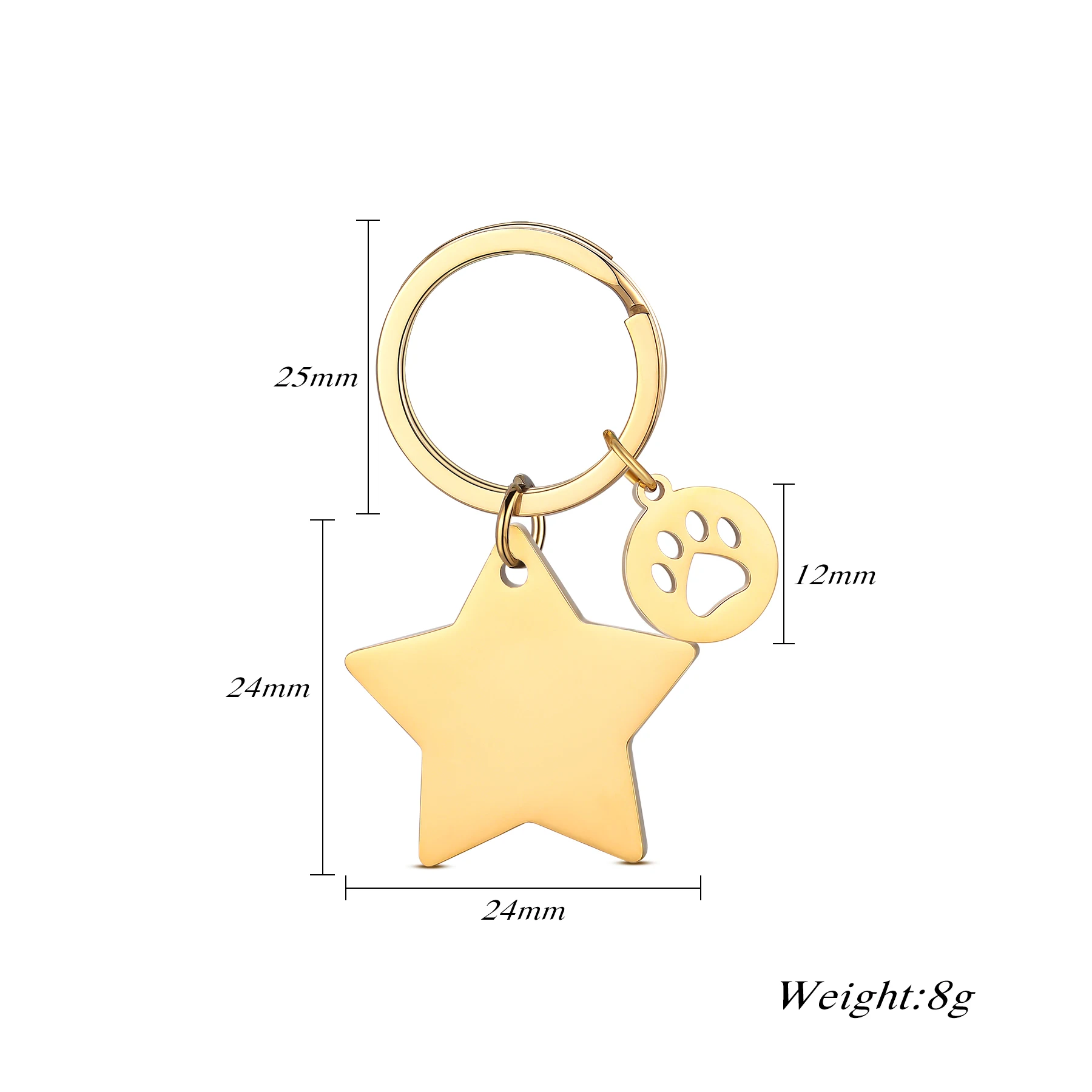 1Piece Personalized Engraved Cat Dog Pet ID Tag Stainless Steel Anti-lost Collar Charm Keychain with Paw Accessories Keyring