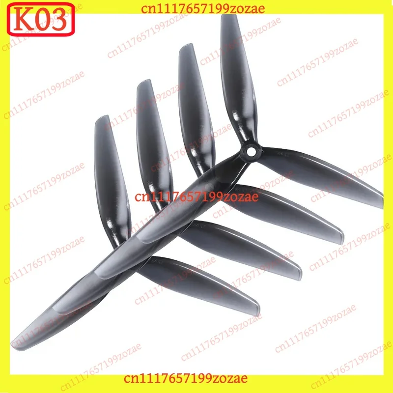 k03 4PCS 7X4X3 7040 7-inch 3-Blade Tri-Blade Propeller Set Light Grey 2CW+2CCW Poly Carbonate for FPV RC Drone Parts