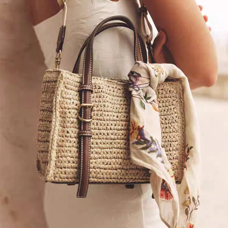 

Brand Woven Tote Bag New Fashion Advanced Luxury Summer Seaside Vacation Shoulder Bag Versatile Handbag Leisure Messenger Bag