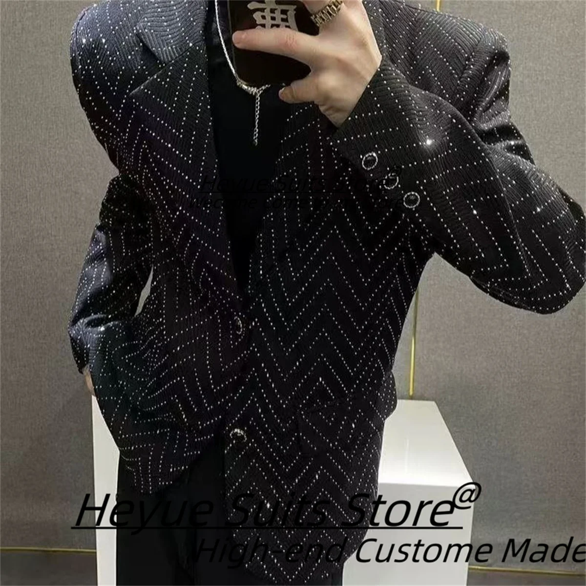 

Luxurious Handsome Black Men Suits Customized Slim Notched Lapel Groom Wedding Tuxedos Male Casual Blazers trajes para hombre