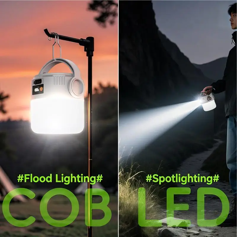 New LED Solar Light Bulb USB Rechargeable Camping Light Portable Outdoor Searchlight Multiduty Hanging Lamp With Flashlight 1PC