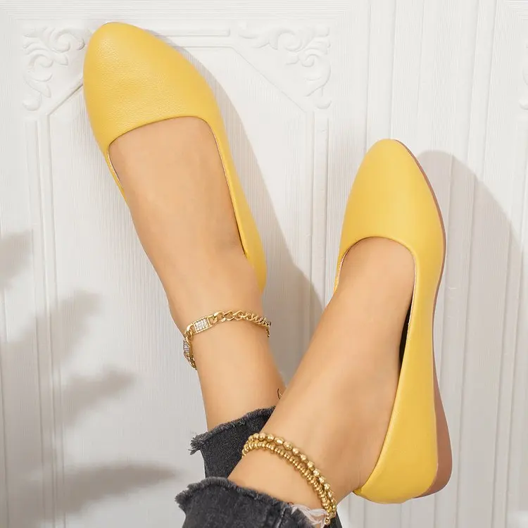 Einfarbige Ballerinas für Damen mit spitzer Zehenpartie, leicht und bequem, zum Hineinschlüpfen, für Alltag, Büro, Schule und Reisen – Detail 24