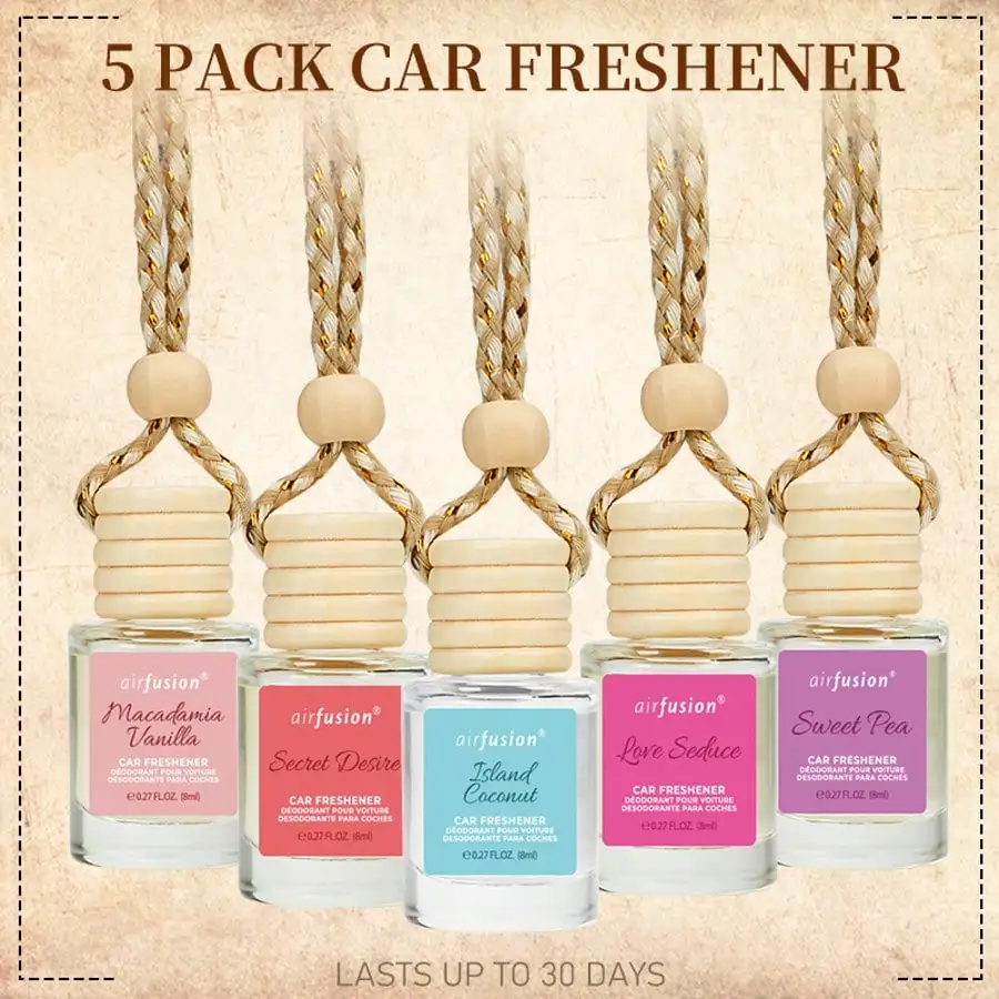 

5 Bottles Car Air Hanging Fragrance Oil Diffuser, Car Air Freshener Diffuser For Essential Oils Scents Fragrance Aromatherapy Automobile Diffuser,17 Fragrances All Ages, Long-Lasting Fragrance Car Diffuser,Car Air Freshener