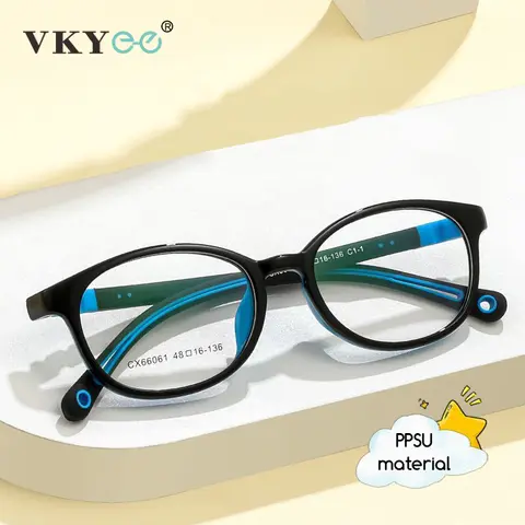 VICKY New Oval Ultralight Children's Silicone Eyeglass Frames Myopia Anti-Blue Light Glasses Customizable Prescription K66061
