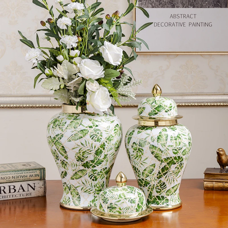 

Jingdezhen Ceramic General Jar European Light Luxury Ceramic Vase with Flower Arrangement Home Porcelain Soft Decoration