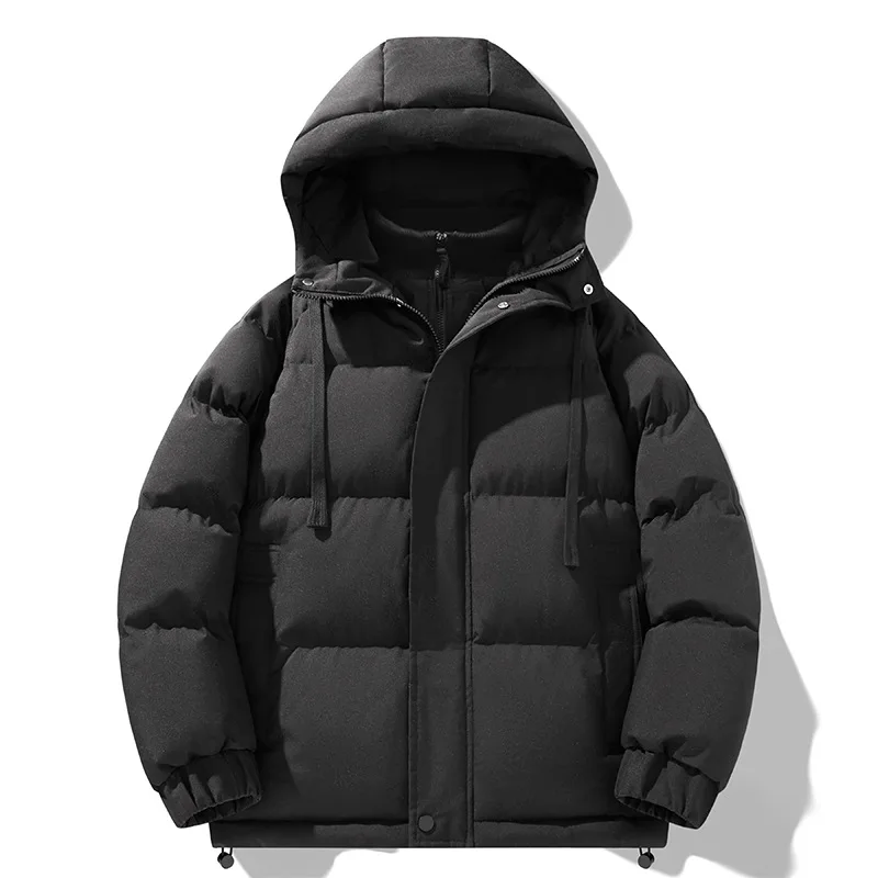 KIDWHXR Winter Men Cold-proof Parkas Coat Simple Solid Stand Collar Man Fake Two-piece Jacket Outdoor Casual Male Outerwear