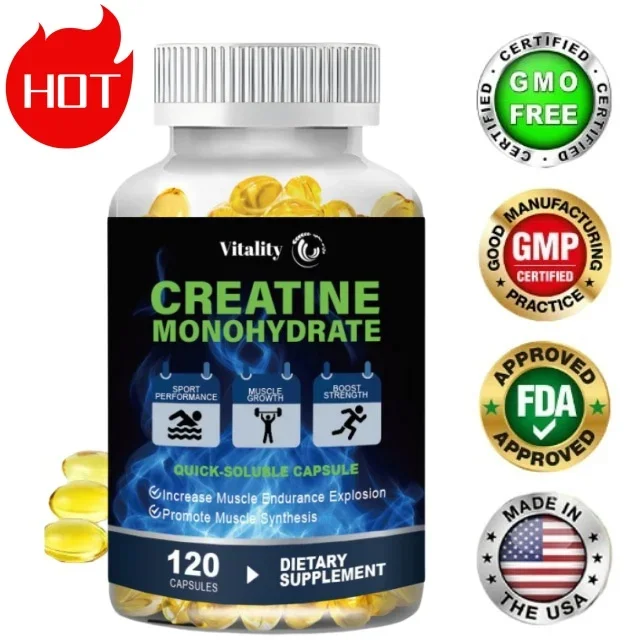 Creatine Capsules - Pre-Workout Muscle Booster - Creatine Monohydrate Capsules for Maximum Performance, Suitable for Men & Women