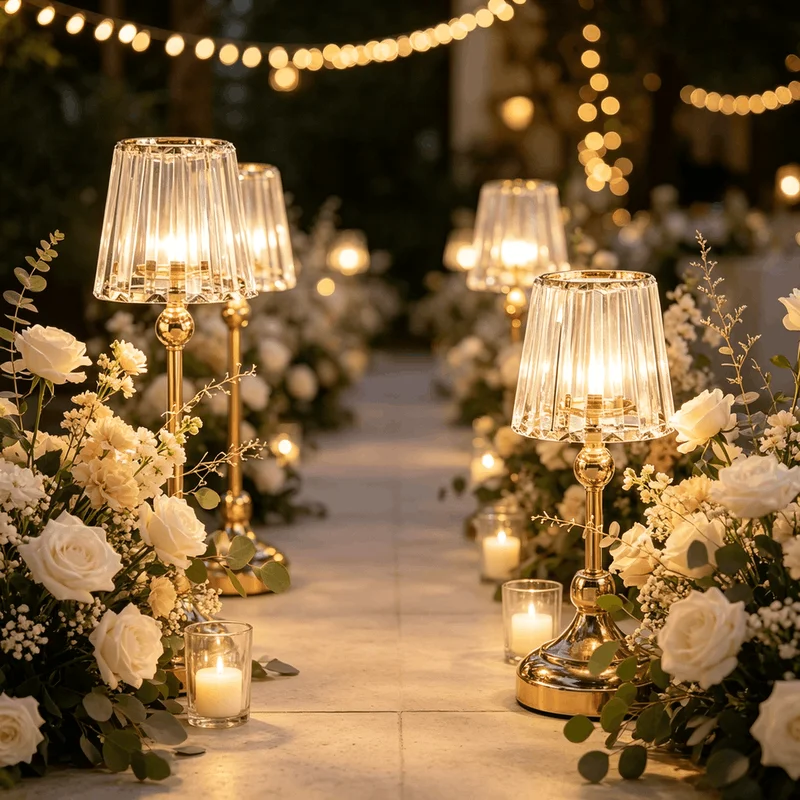 15PCS Wedding Table Candlestick Ornaments Romantic Candlelight Decoration Atmosphere Lights for Ceremony Road Lead Props