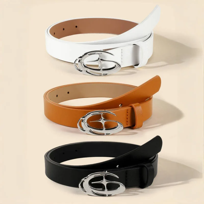 

Uniquely designed versatile belt decoration paired with jeans Instagram trendy cross star design belt for women