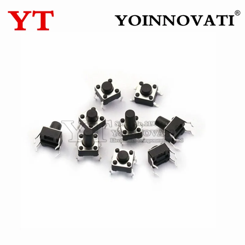 50pcs 6*6x4.3mm 6X6X5mm DIP Tactile Tact Mini Push Button Switch Micro Switch  DIP-4 6X6X6 6x6x7 6x6x8 6x6x9 6x6x10