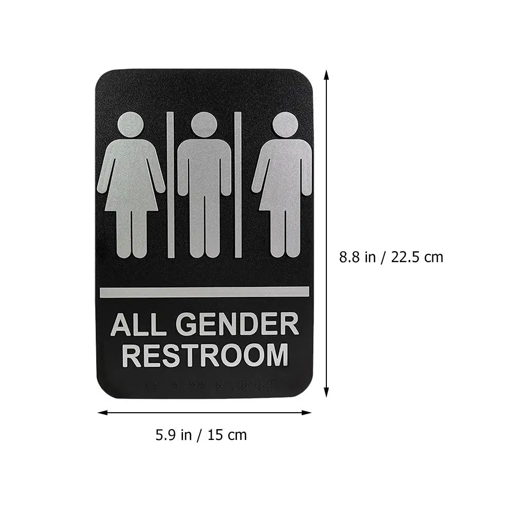 Toilet Sign Compact Restroom Gender Neutral Bathroom Signs Variable Plaque with Braille Abs Decorations Office