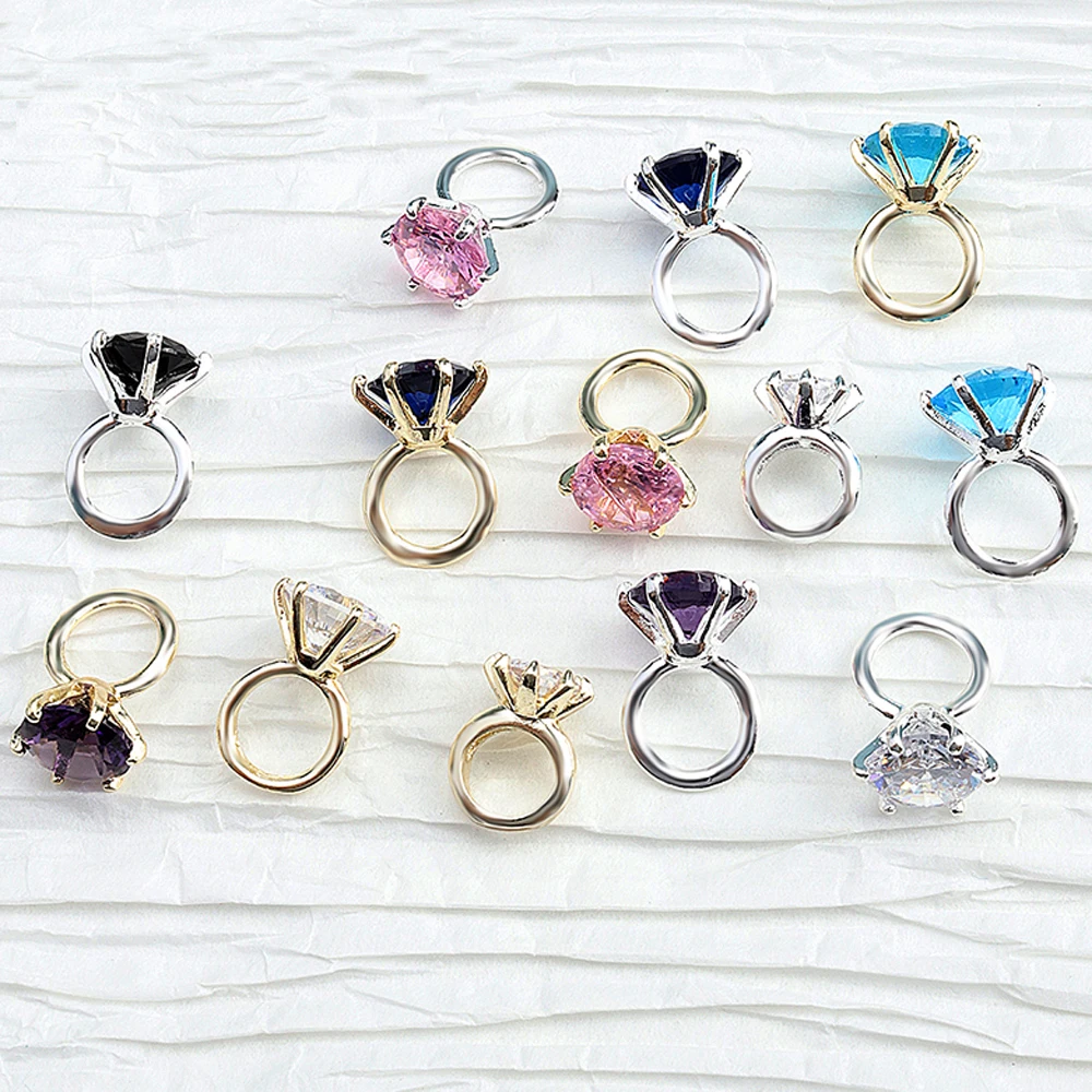 5 قطعة سوبر البريق الزركون خواتم مسمار الفن سحر ثلاثية الأبعاد الزركون الماس كريستال مسمار الراين DIY بها بنفسك 8x11 مللي متر خواتم فاخرة مجوهرات أظافر