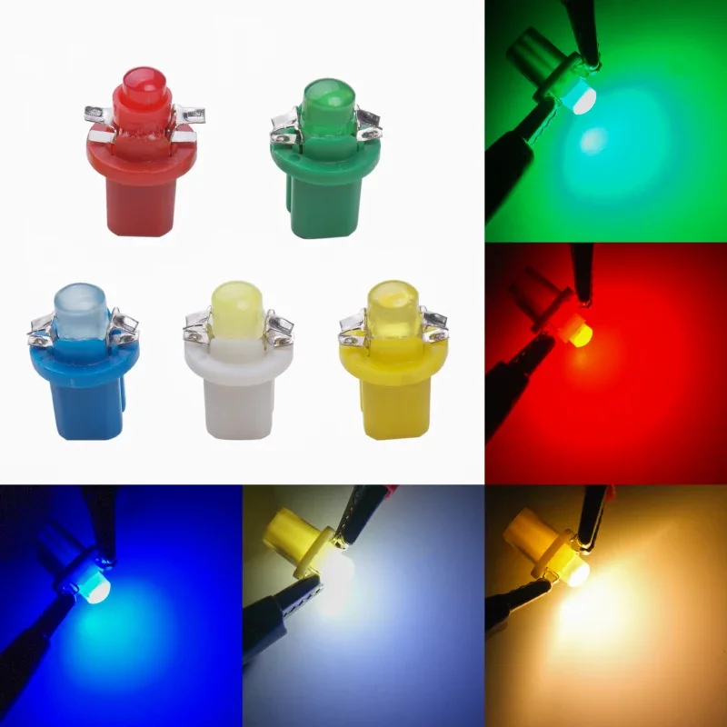 10pcs T5 B8.5D LED Car Interior Light COB Dashboard Warning Indicator Map Lamp Instrument Light Cluster Guage Light Bulb