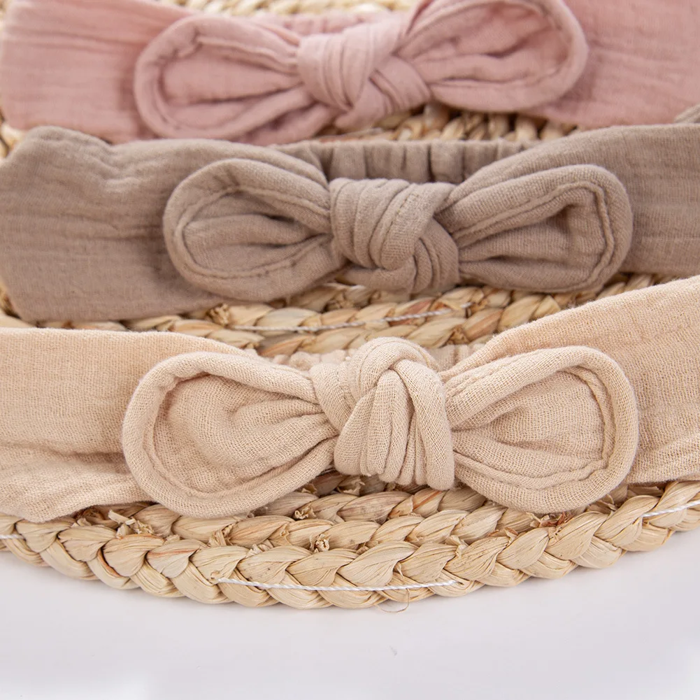 24pc/lot Baby girl top knotted headband Infant brown color rabbit bunny ear bows newborn Cotton tiara headwraps Toddler bandage