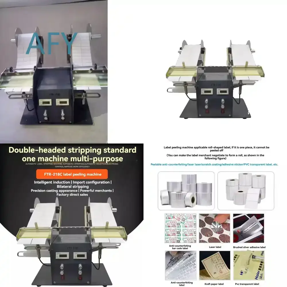 Dual-Head Automatic Label Dispenser for Barcode Sticker Peeler Machine Fast Simultaneous Label Separating for Packaging Line