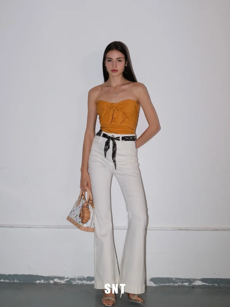 

Женский укороченный топ из льна цвета манго, приталенный, с подкладкой на груди, с завязками, для повседневной носки, короткий, цветной