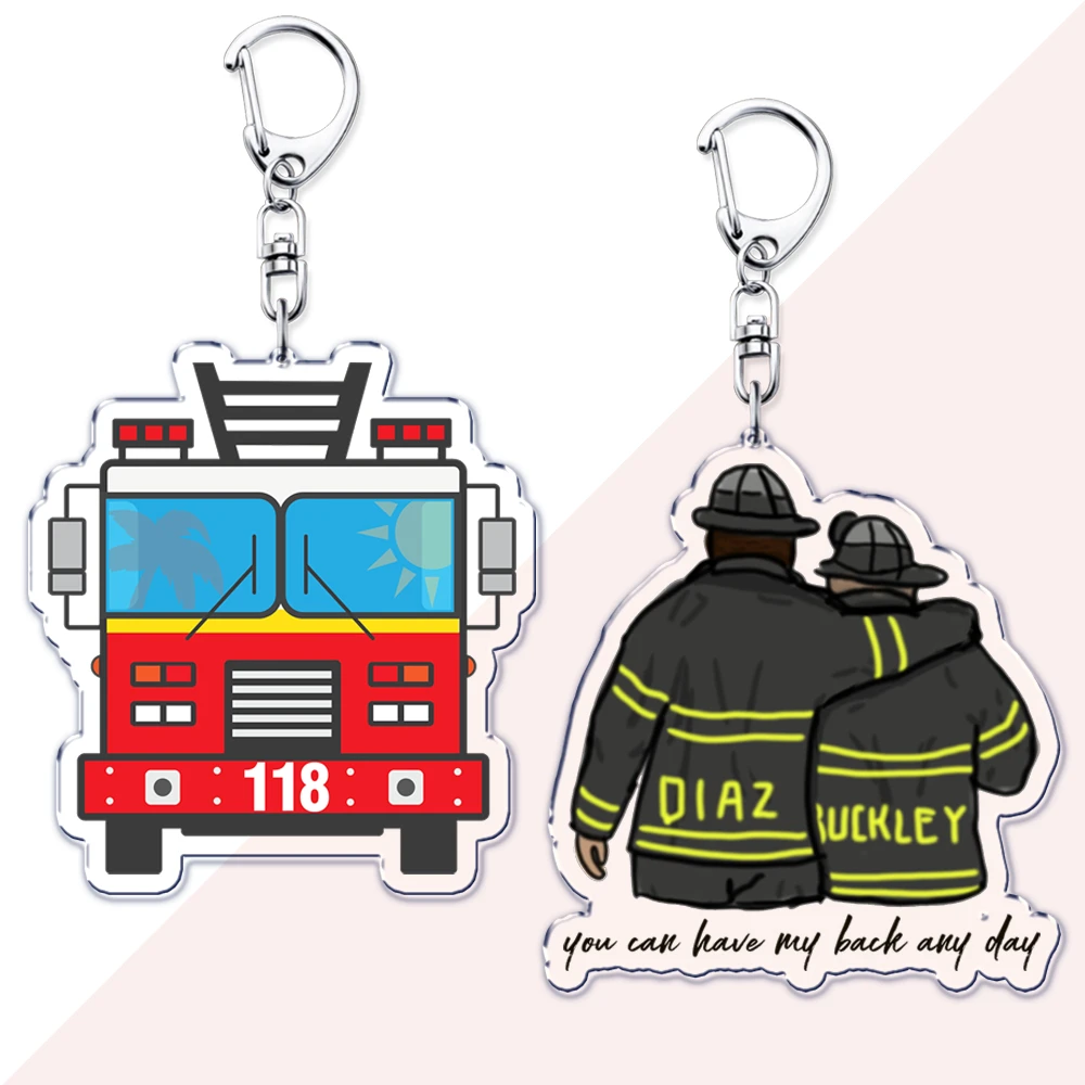 Popular TV Show 9-1-1 Keychains for Accessories Bag Evan Buckley Eddie Diaz Oliver Stark Bobby Nash Keyrings Jewelry Fans Gifts