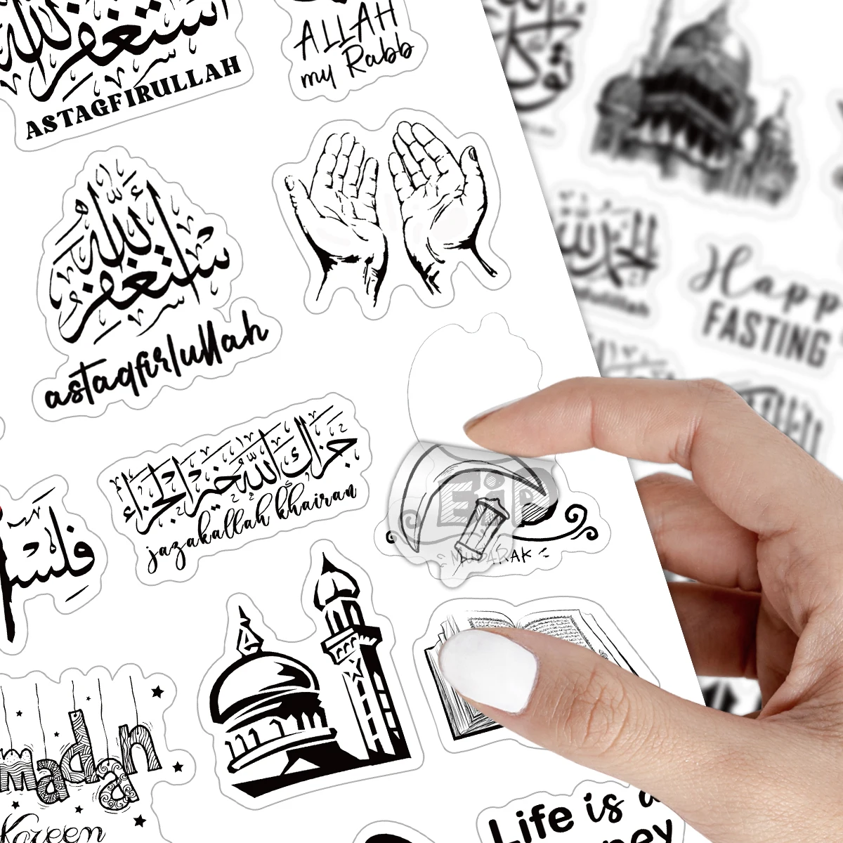 4sheets-60pcs Ramadan Daily Spiritual Reminders Transparent Pvc Stickers,Islamic Quotes Scrapbook Labels For Quranjournals,Gifts view 4